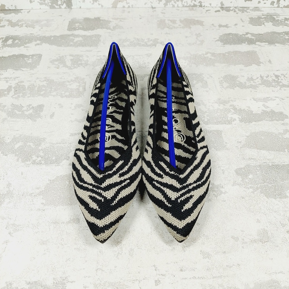 NEW Rothy’s The Point Zebra Black/Cream Ballet Flats O401 - Picture 4 of 8